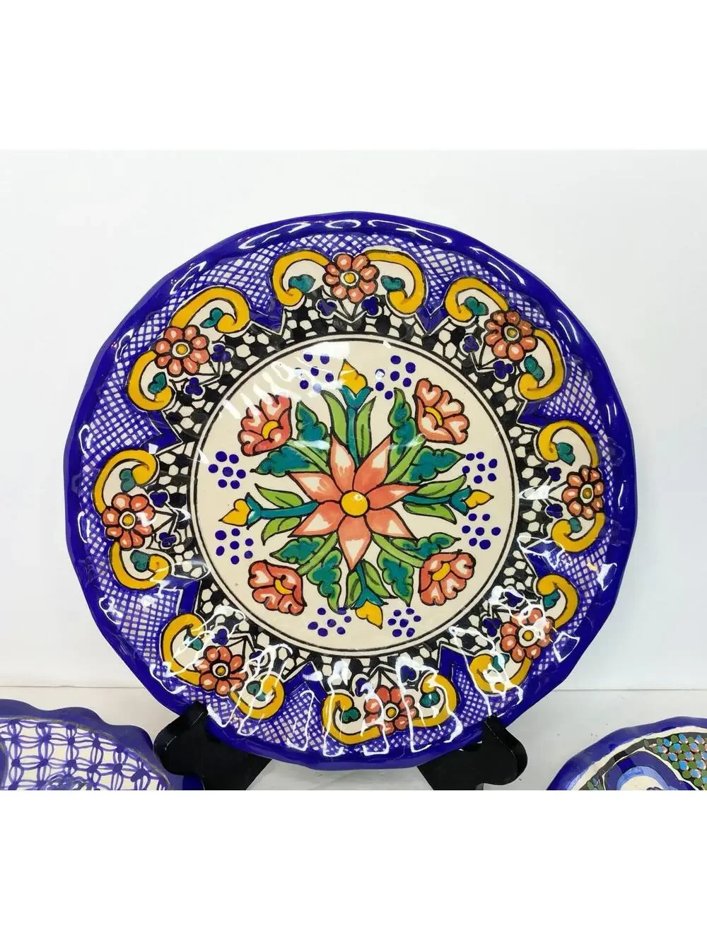 Pottery Barn Del Sol Melamine Salad Plates Mixed Pattern Set of 4 Multicolor